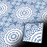 Retro Zementfliese mit 4er Kreismuster 20x20 cm in Blau im portugiesischen Stil - Wandfliese