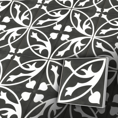 Zementfliesen antik, historischer Baustoff | Retro-Fliesen | Jugendstil | Muster A0020b | Ventano
