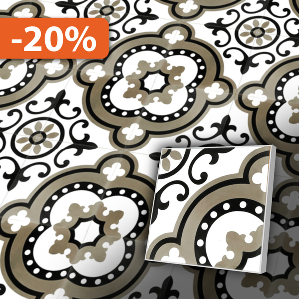 Zementfliesen antik, historischer Baustoff | Retro-Fliesen | Vintage | Design V20-134-a | Ventano