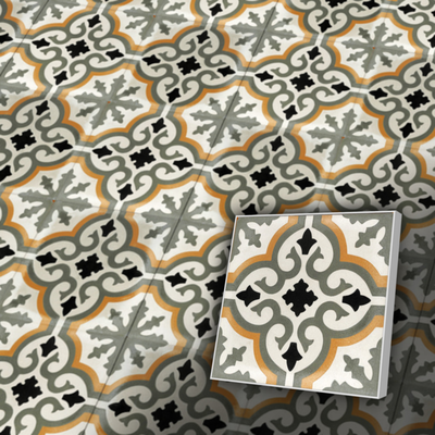 Zementfliesen antik, historischer Baustoff | Retro-Fliesen | Orientalisch | Muster S008-a | Ventano