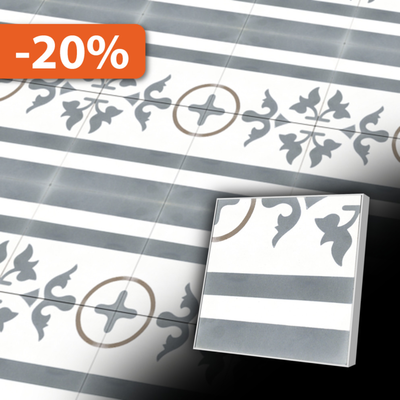 Zementfliesen antik, historischer Baustoff | Retro-Fliesen | Historisch | Design Q16-20X20-F3L-0098-0E12R  | Ventano