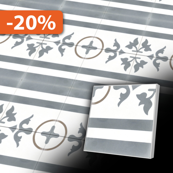 Zementfliesen antik, historischer Baustoff | Retro-Fliesen | Historisch | Design Q16-20X20-F3L-0098-0E12R  | Ventano