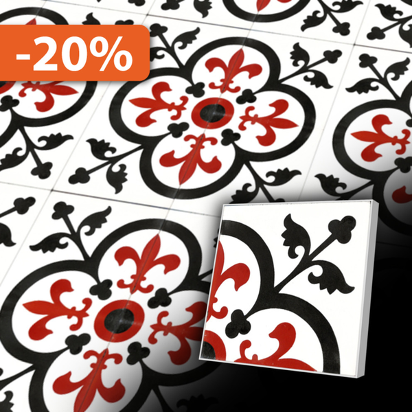 Zementfliesen antik, historischer Baustoff | Retro-Fliesen | Design Q16-20X20-F3A-0309 | Ventano