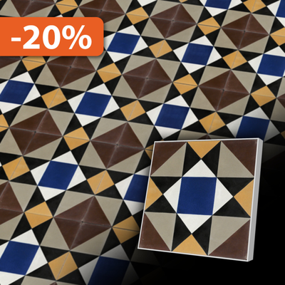 Zementfliese im portugiesischen Stil in Herbstfarben 20x20 cm - Bodenfliese