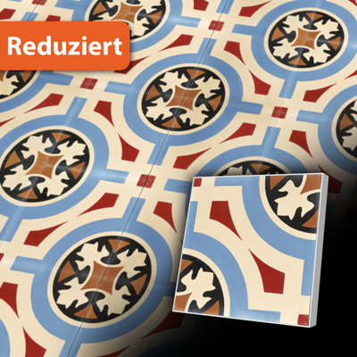 Retro Zementfliese 20x20 cm in mediterranen Farben im Marrokanischen Stil - Bodenfliese