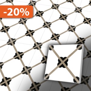 Zementfliese in Schwarz-Weiß 20x20 cm im schlichtem Design - antiker Baustoff