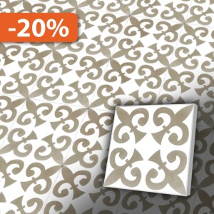 Retro Zementfliese 20x20 cm in Grau im Jugendstil - geeigent für Badezimmer