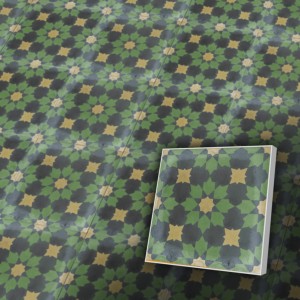 Zementfliese Frühlingsfarben,Grüntöne im orientalischem Stil 20x20 cm - geeigent für Badezimmer