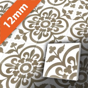 Zementfliesen antik, historischer Baustoff | Retro-Fliesen | Jugendstil | Muster Q12-20X20-F2B-0052 | Ventano