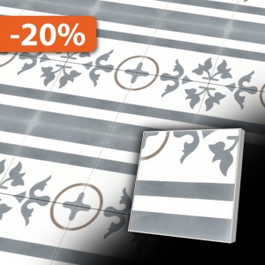 Zementfliesen antik, historischer Baustoff | Retro-Fliesen | Historisch | Design Q16-20X20-F3L-0098-0E12R  | Ventano