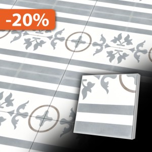 Zementfliesen antik, historischer Baustoff | Retro-Fliesen | Historisch | Design Q16-20X20-F3L-0098-0E12R  | Ventano