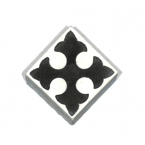 Einleger Fliese für Oktagonfliese im Format 4x4 cm | in Schwarz-Weiß im Jugendstil - antiker Baustoff
