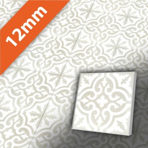 Zementfliese im klassischem Stil in Grau 20x20 cm - antiker Baustoff