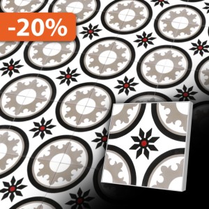 Zementfliese in Grau 20x20 cm im maurischem Stil - geeignet für Hausflure
