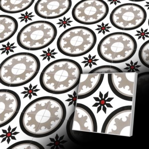 Zementfliese in Grau 20x20 cm im maurischem Stil - geeignet für Hausflure